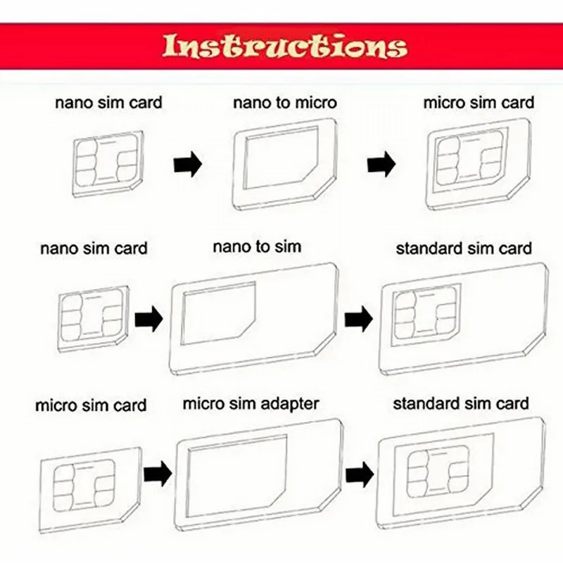 Адаптер для SIM-карты, конвертер в комплект на Micro Atandard для Apple IPhone Android sony xperia Z1 zte nubia z7 Z9 homtom ht16 NOOSY 2016