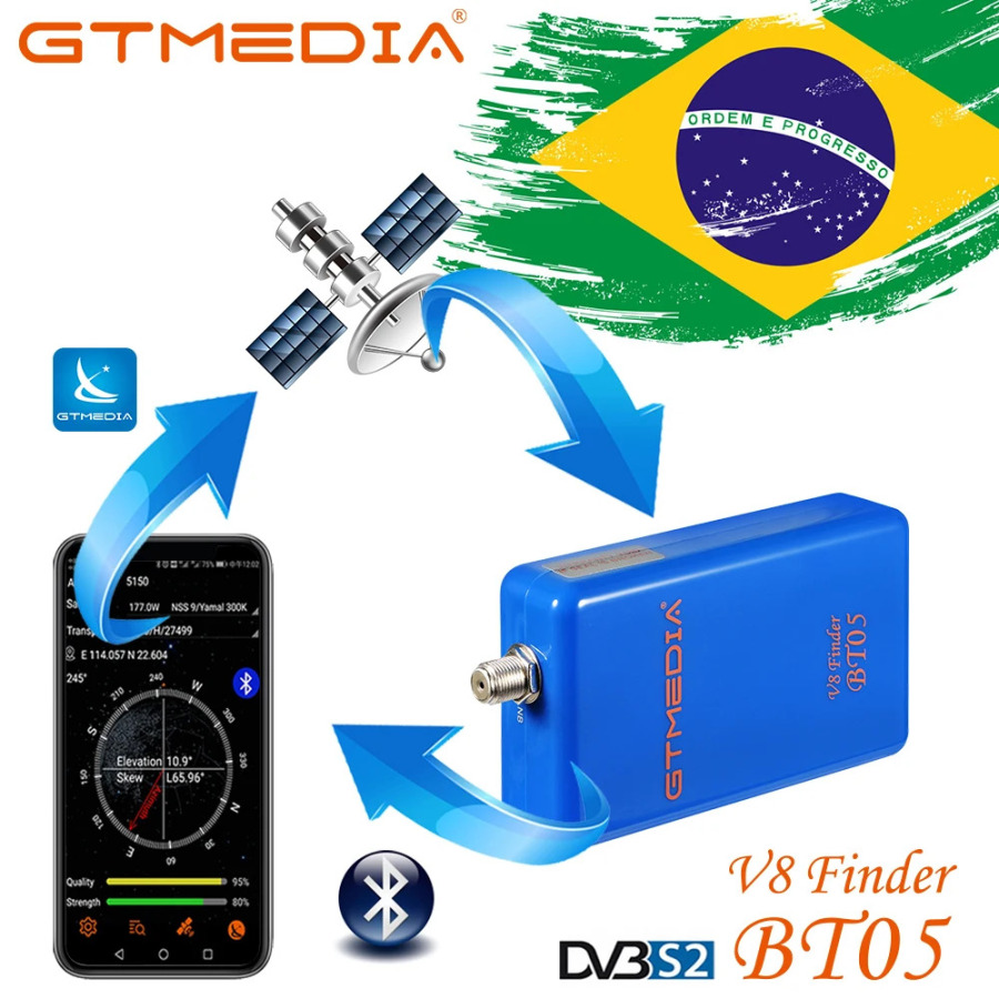 GTMEDIA Satellite Finder V8 Sat Finder BT05 лучше, чем Satlink WS-6933 6906 для Android, Los Satfinder TV 1080p с Bluetooth.