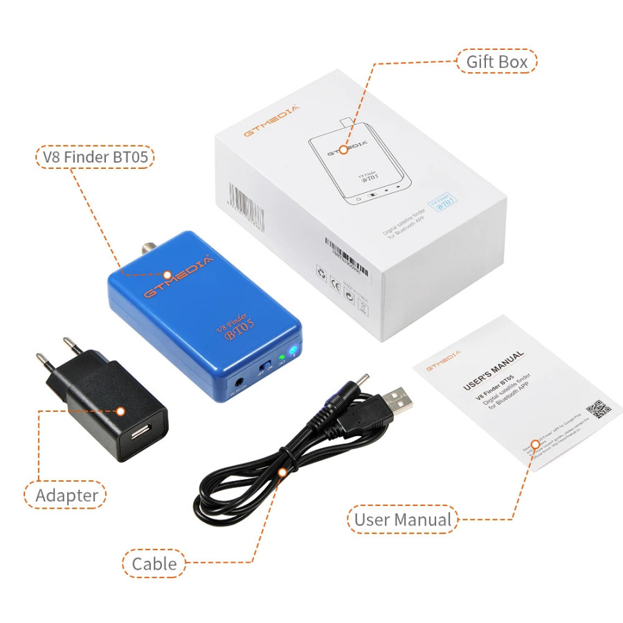 GTMEDIA Satellite Finder V8 Sat Finder BT05 лучше, чем Satlink WS-6933 6906 для Android, Los Satfinder TV 1080p с Bluetooth.