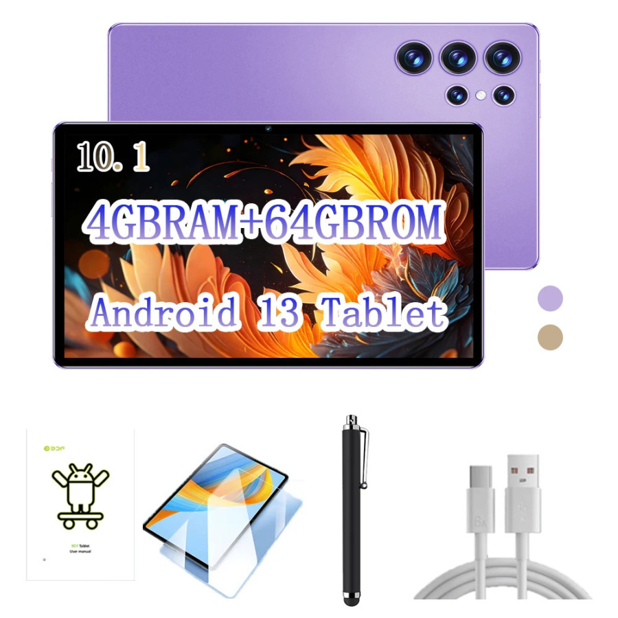 Новый планшет Android 13 (2026 г.), 4 ГБ ОЗУ + 64 ГБ ПЗУ, аккумулятор 6000 мАч, многофункциональный планшет для офиса и развлечений
