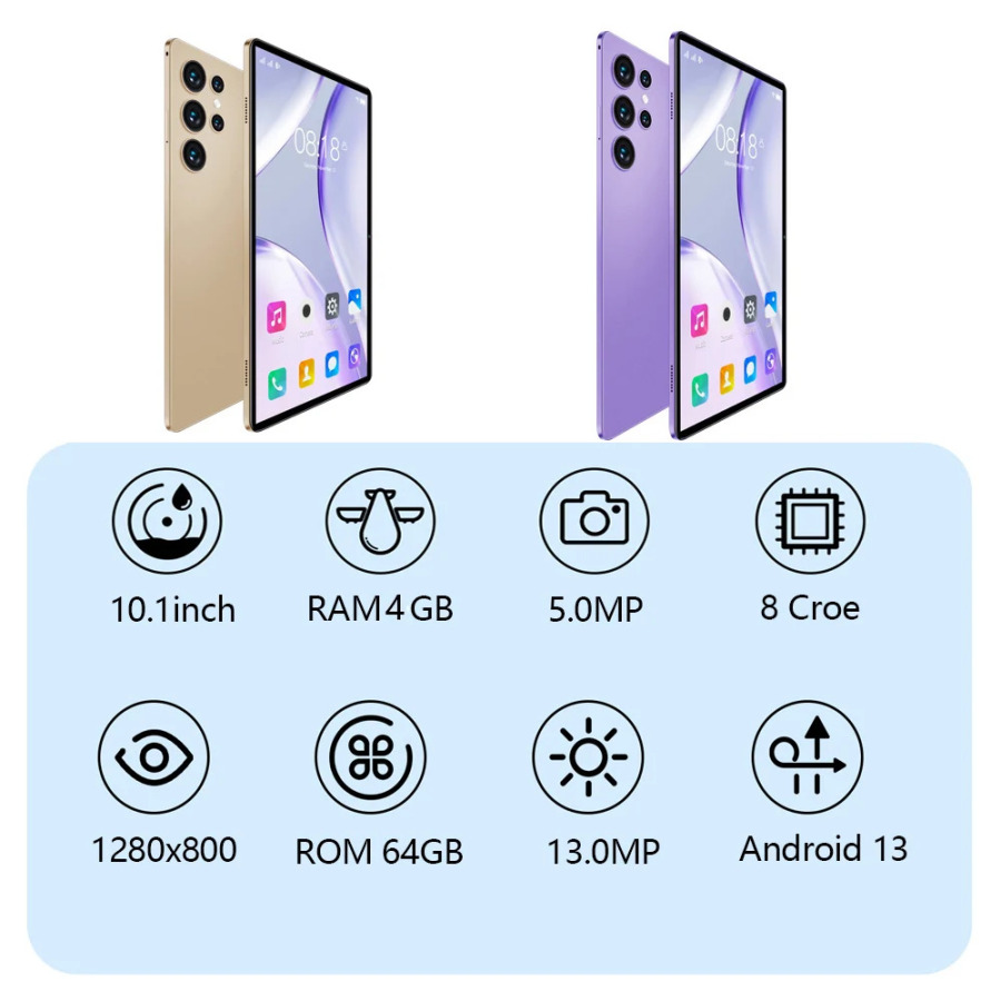 Новый планшет Android 13 (2026 г.), 4 ГБ ОЗУ + 64 ГБ ПЗУ, аккумулятор 6000 мАч, многофункциональный планшет для офиса и развлечений