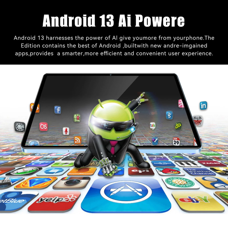 Новый планшет Android 13 (2026 г.), 4 ГБ ОЗУ + 64 ГБ ПЗУ, аккумулятор 6000 мАч, многофункциональный планшет для офиса и развлечений