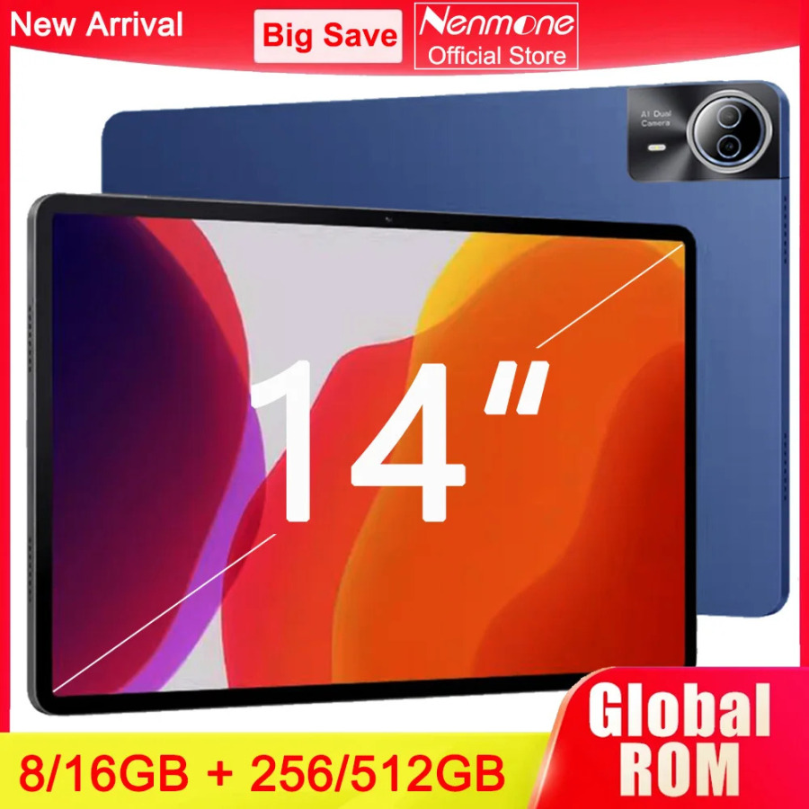 НОВЫЙ 14-дюймовый планшетный ПК с большим экраном 1920x1200 IPS, процессором T616, 16+512 ГБ памяти, Android 15.0, 4G LTE, для игр и рисования, со стилусом.