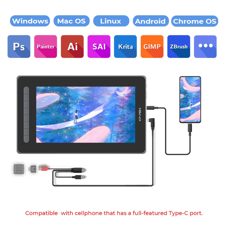 Графический планшет XPPen Artist 12 2nd Gen, планшет 12 дюймов, X3 Stylus с 8192 уровнями и наклоном 60 градусов, планшет для ри