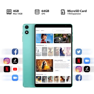 Teclast P85T Планшетный ПК 8 дюймов 1280*800 IPS/Android 14/4 ГБ ОЗУ/64 ГБ ПЗУ/Allwinner A523 8-ядерный/Mali-G57 GPU/5000 мАч/WiFi6 + BT5.2