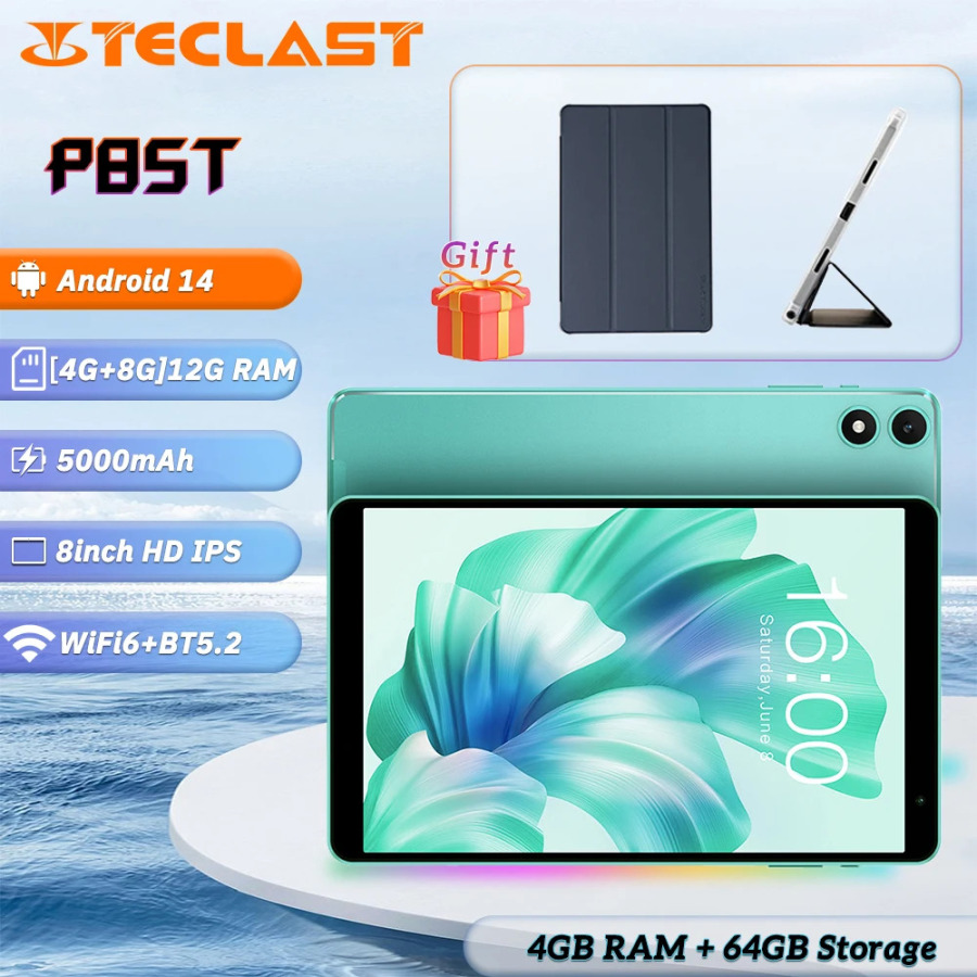 Teclast P85T Планшетный ПК 8 дюймов 1280*800 IPS/Android 14/4 ГБ ОЗУ/64 ГБ ПЗУ/Allwinner A523 8-ядерный/Mali-G57 GPU/5000 мАч/WiFi6 + BT5.2