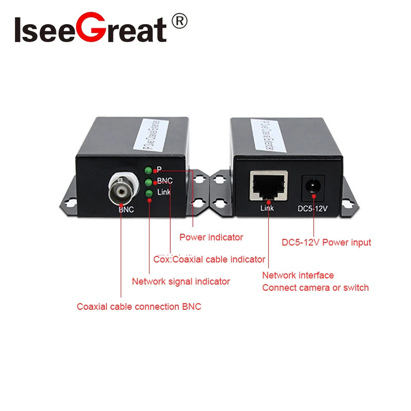 Ethernet-конвертер для систем видеонаблюдения, 500 м