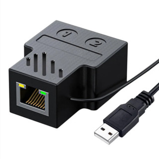 Разветвитель Ethernet Cat 5/6/7/8, кабель от 1 до 2, сетевой коммутатор с USB-шнуром питания, RJ45, 1 в 2-out, одновременно подключен к сети с 2 устройствами