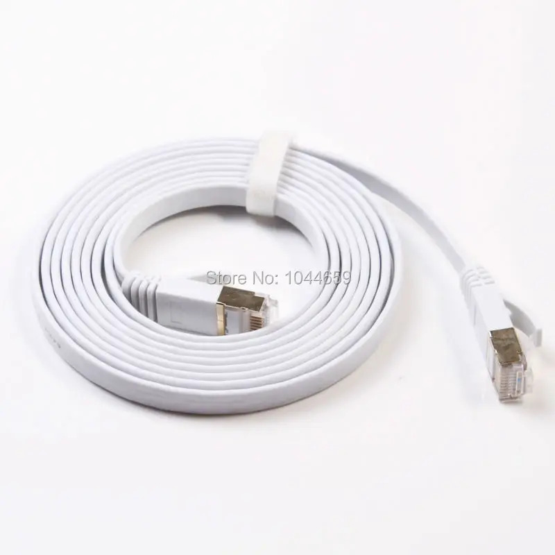 Cat7 tarmoq kabeli yupqa yuqori tezlikda tekis ekranlangan oʻralgan kabel 1m/2m/3m/5m/10m/15m/20m/25m/30m Lan