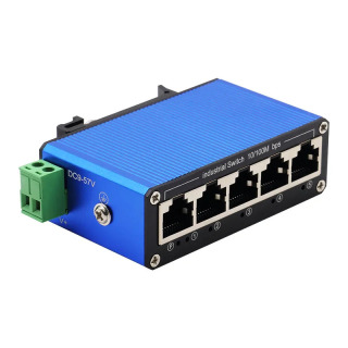 Sanoat mini DIN temir yoʻl kaliti oʻlchami 10/100M 5 portli tezkor Ethernet tarmoq kaliti Синий