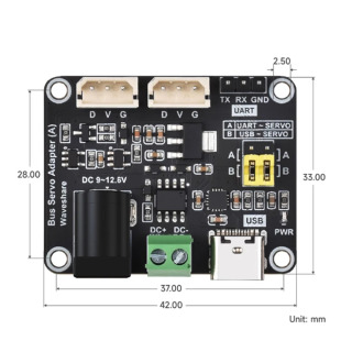 Servo avtobus servo platasi ST/SC seriyali Raspberry Pi robotlari uchun servo quvvat manbai va servo kontrollerni birlashtiradi.
