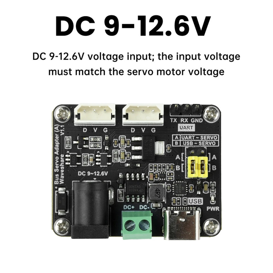 Servo avtobus servo platasi ST/SC seriyali Raspberry Pi robotlari uchun servo quvvat manbai va servo kontrollerni birlashtiradi.
