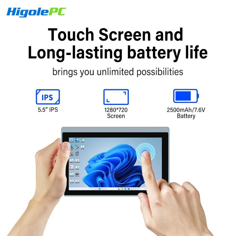 Промышленный мини-компьютер Higole Gole 2 Pro 7 дюймов, Intel, Windows 11, 8/16 ГБ ОЗУ, 4K, для ИИ/автоматизации/образования, портативный ПК
