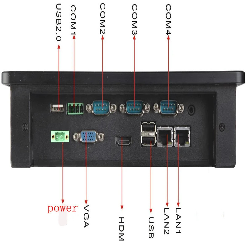 7-дюймовый сенсорный экран, промышленная панель ПК, компьютер 2 * LAN 3 * USB 4 * COM 64 ГБ SSD с RS485 для принтера