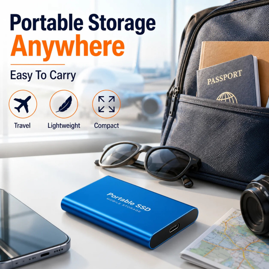Kompyuter/MAC/noutbuk/telefon uchun tashqi qattiq holatdagi yangi 1TB portativ SSD 2TB yuqori sigʻimli HDD USB3.1 tashqi qattiq disk