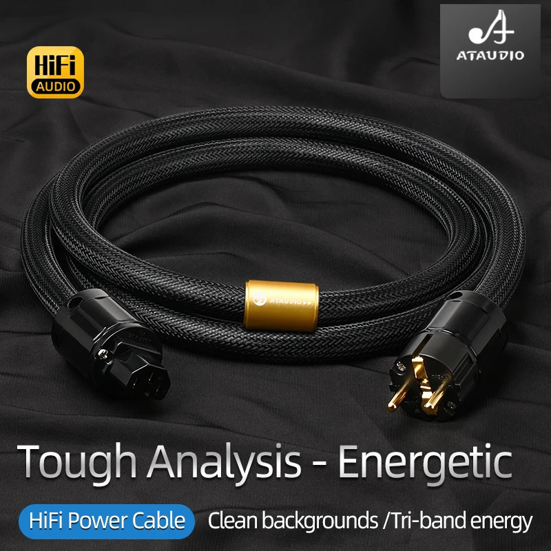 Аудиокабель питания ATAUDIO HiFi EU, высококачественный 6N OFC, двойной экранированный, с позолоченной вилкой, кабель питания переменного тока для усилителя динамика