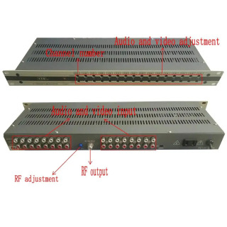 RF signaliga 16-kanalli analog audio va video signal modulatori, mehmonxonalardagi oldingi kabel televideniesi tizimlari uchun uskunalar