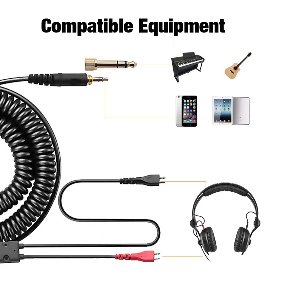 Аудиокабель для Sennheiser ﻿ HD25 HD545 HD565 HD535 HD580 HD600 HD650 HD660S 3,5 мм 6,5 мм адаптер двойного назначения для наушников пружинный провод