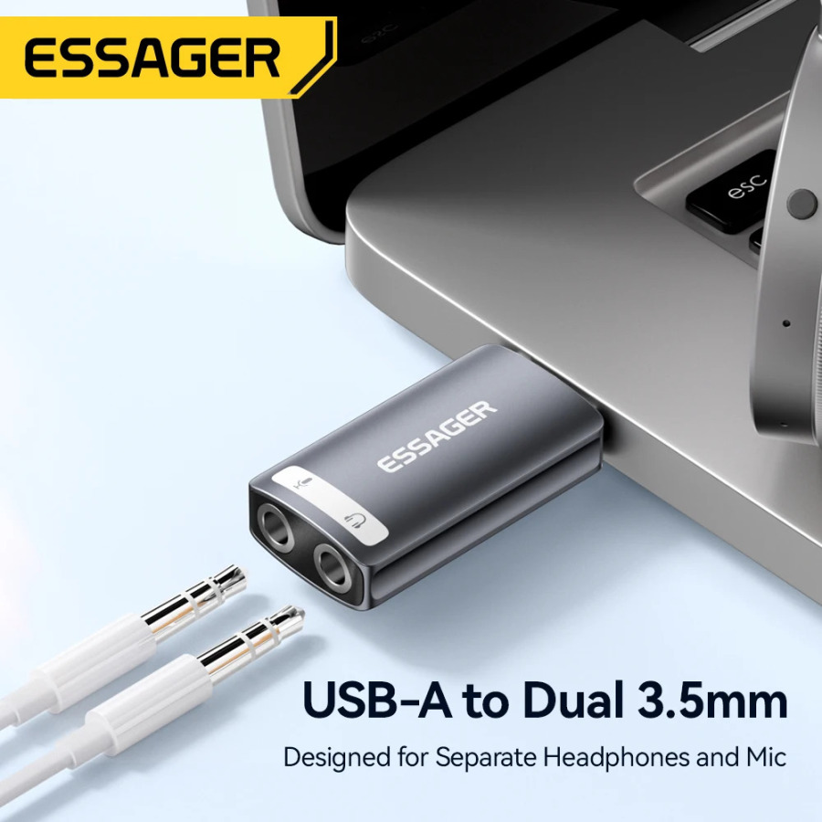 Essager внешняя звуковая карта USB для разъема для наушников с микрофоном 3,5 мм, стереогарнитура, аудио адаптер для микрофона, интерфейс динамика для ноутбука