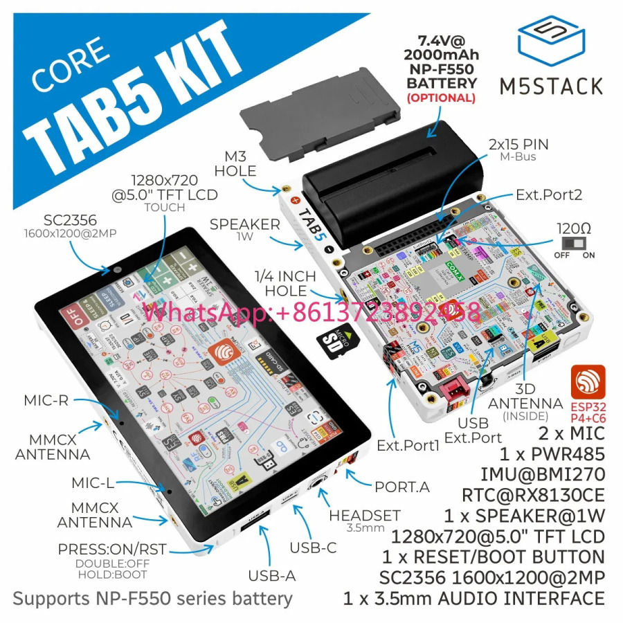 ESP32-P4 + ESP32-C6 asosidagi mashhur portativ aqlli IoT terminali M5Stack TAB5