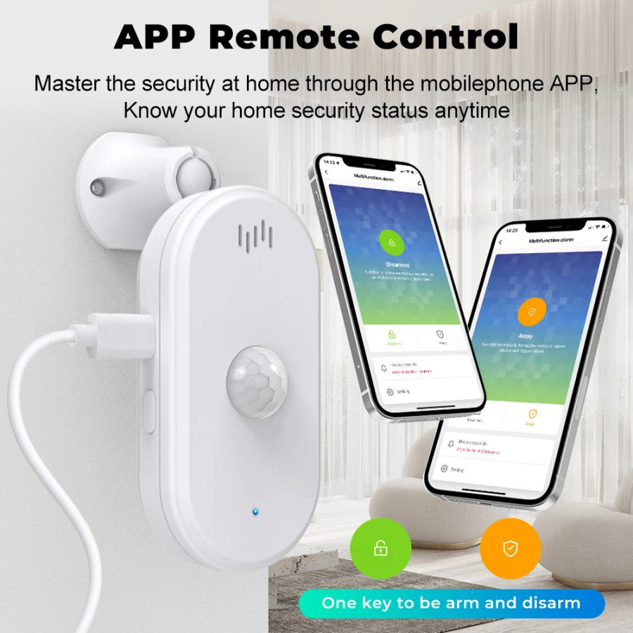 SMATRUL Tuya Smart Wifi Pir Датчик движения Usb Домашняя система безопасности Детектор Сигнализация Приложение Пульт дистанционного управления Синхронизация постановки на охрану