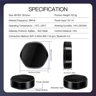 Умный мультирежимный шлюз Moes Tuya ZigBee с Bluetooth Mesh Hub, ИК-пультом на 38K каналов и голосовым управлением 2-в-1 для Alexa и Google Home