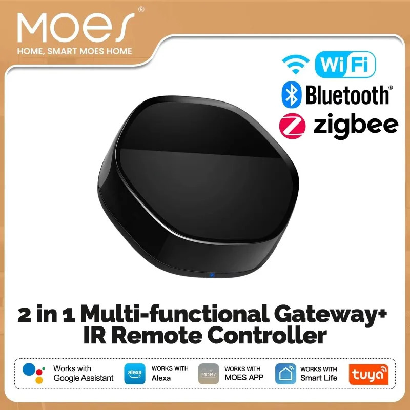 Умный мультирежимный шлюз Moes Tuya ZigBee с Bluetooth Mesh Hub, ИК-пультом на 38K каналов и голосовым управлением 2-в-1 для Alexa и Google Home