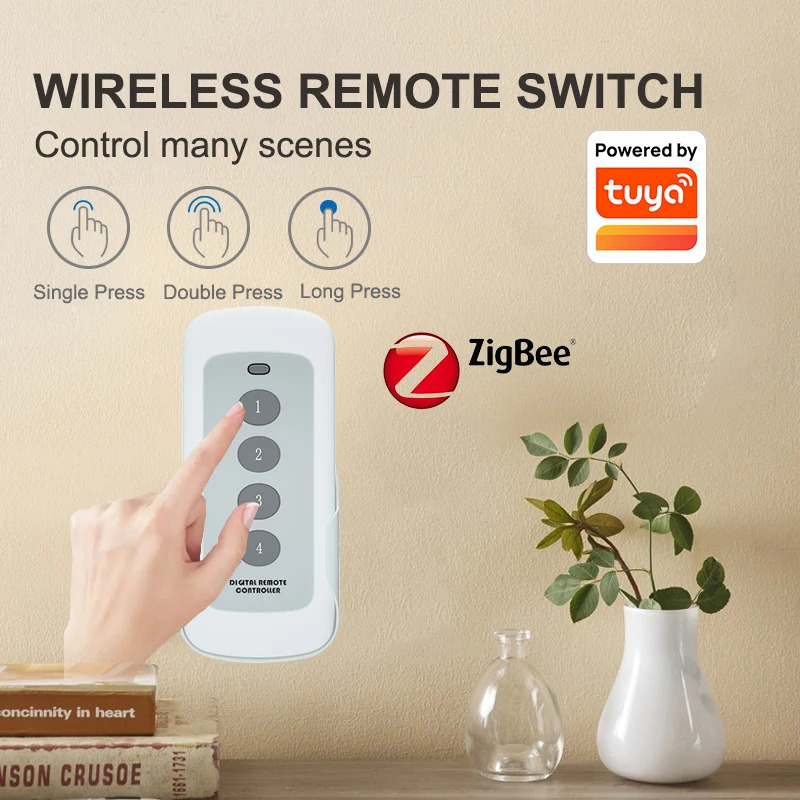 Смарт-переключатель Tuya ZigBee, портативное устройство с 4 клавишами, для автоматизации умного дома, с поддержкой Alexa и Google Home