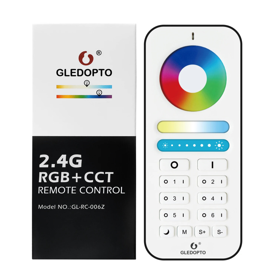 G LED OPTO Smart Home 2.4G RGBCCT 6 zonali guruh boshqaruvi RF masofadan boshqarish pulti Pro Series RGBCCT Control bilan ishlash; Lampochka bilan LED chiroq