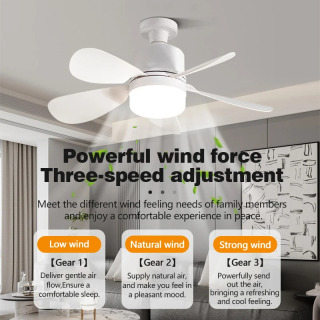 2-in-1 aqlli shift ventilyatori LED masofadan boshqarish pultining oʻzgarishi mumkin E27 jim yotoq xonasi yashash xonasi oshxonasi uy elektr ventilyatori