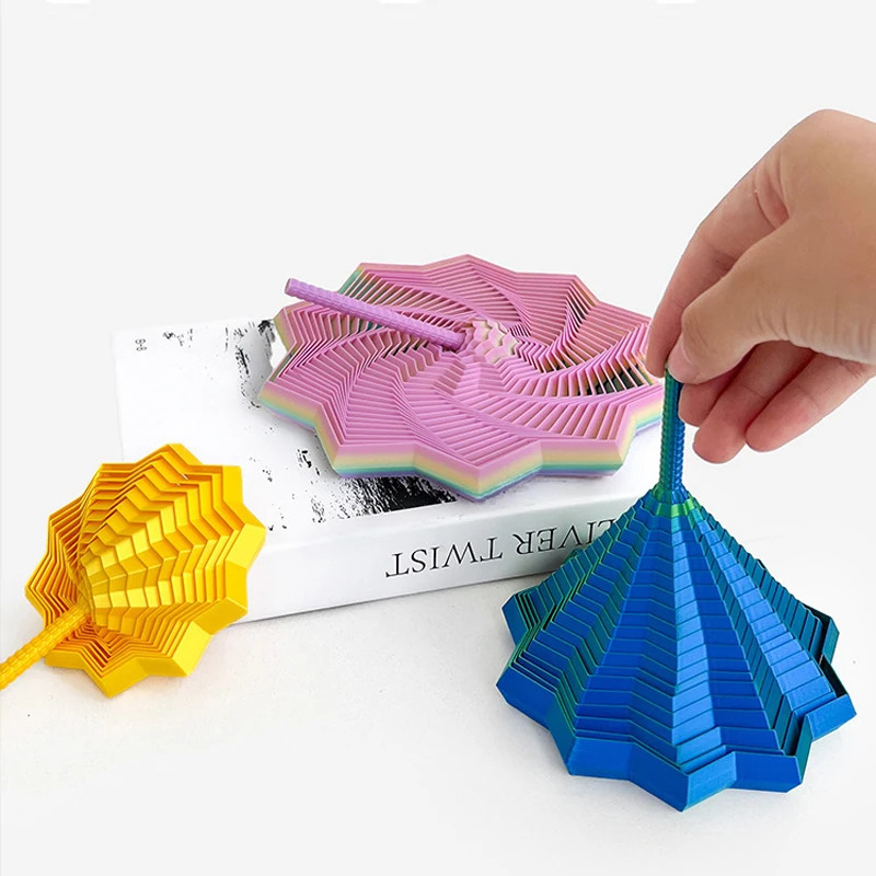 3D bosilgan stressga qarshi sensorli yulduz modeli: Vizual illyuziya olti burchakli girdobli spiral bezakli stressni bartaraf etish oʻyini