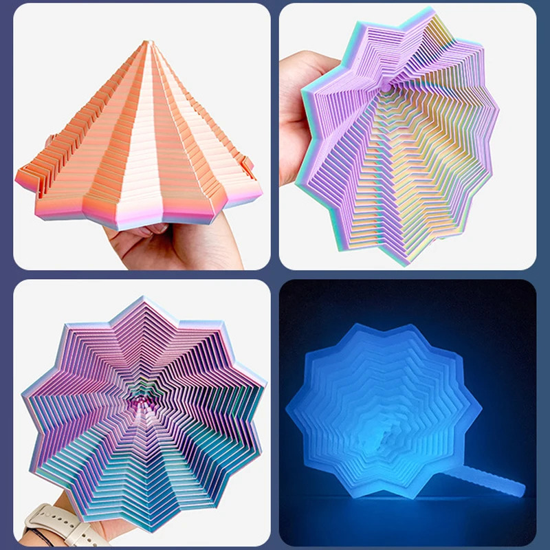 3D bosilgan stressga qarshi sensorli yulduz modeli: Vizual illyuziya olti burchakli girdobli spiral bezakli stressni bartaraf etish oʻyini