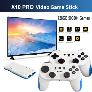 Новая игровая консоль для телевизора 128G, встроенная 50000, ретро-игры, 50 эмуляторов Videojuegos Consola, двойной беспроводной геймпад X10 Pro, игровая приставка 4K