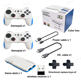 Новая игровая консоль для телевизора 128G, встроенная 50000, ретро-игры, 50 эмуляторов Videojuegos Consola, двойной беспроводной геймпад X10 Pro, игровая приставка 4K БЕЛЫЙ Пакет 1