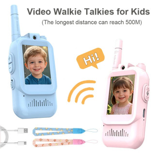Ovoz funksiyalari bilan qayta zaryadlanuvchi bolalar uchun Walkie Talkie 2 dyuymli HD video va HD bir marta bosish orqali qoʻngʻiroq interkomi Tugʻilgan kun yoki oʻgʻil bolalar va qizlar uchun Rojdestvo sovgʻasi