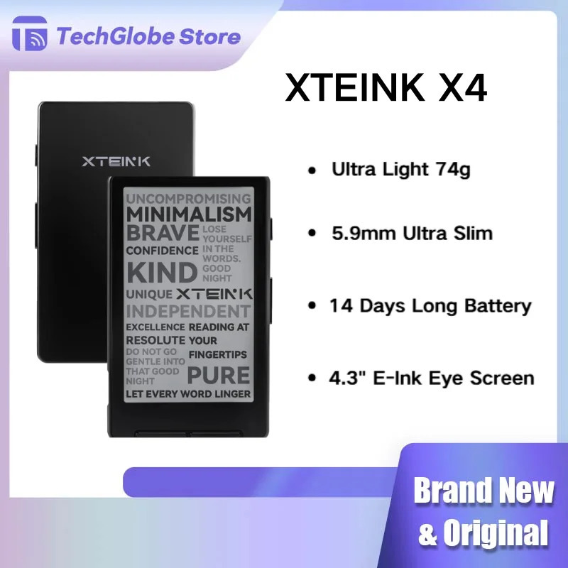 Электронная книга XTEINK X4 E-Ink, 4,3 дюйма, ультратонкая, портативная, мини-ридер, 650 мАч, длительное время работы от батареи, защита глаз при чтении