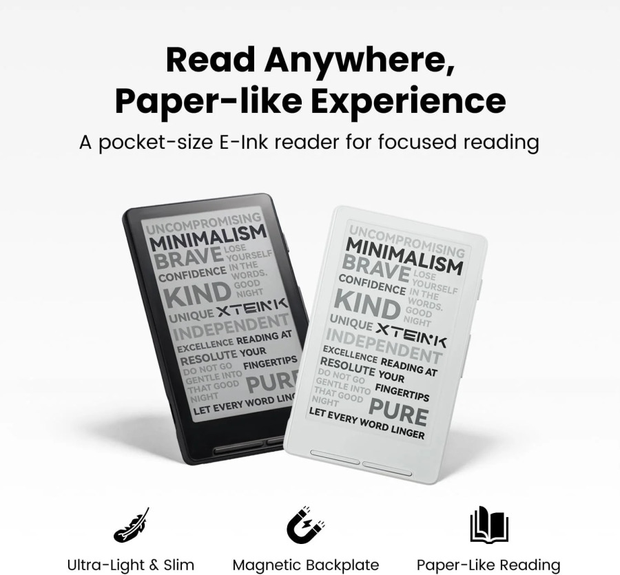 Электронная книга XTEINK X4 E-Ink, 4,3 дюйма, ультратонкая, портативная, мини-ридер, 650 мАч, длительное время работы от батареи, защита глаз при чтении