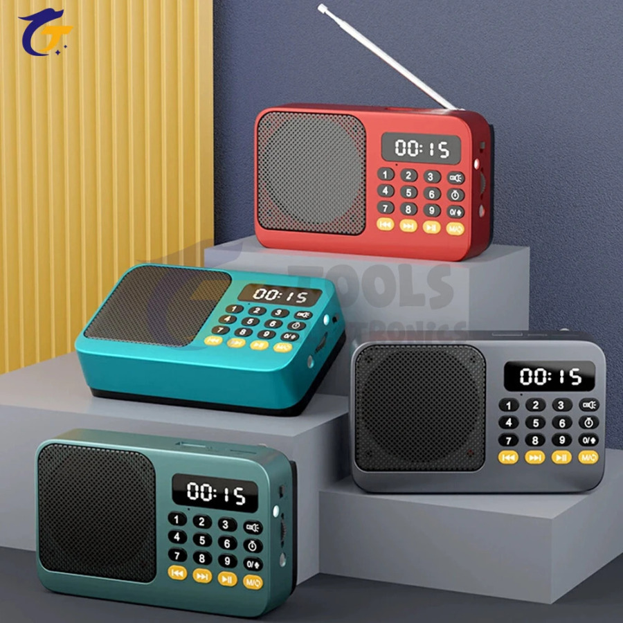 Компактное портативное радио перезаряжаемый FM TF USB BT музыкальный плеер с ЖК-дисплеем разъемом 3,5 мм и фонариком