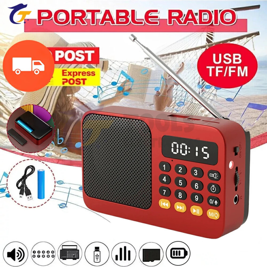 Компактное портативное радио перезаряжаемый FM TF USB BT музыкальный плеер с ЖК-дисплеем разъемом 3,5 мм и фонариком