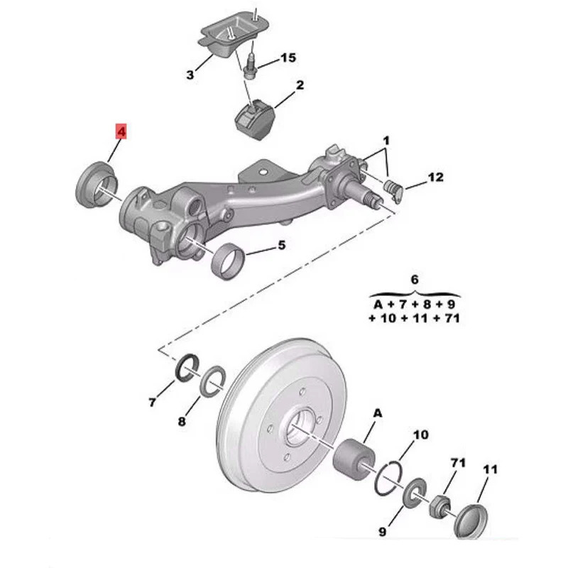 Задняя ось, Задняя втулка заднего хода для Peugeot 206/207 для Citroen C2
