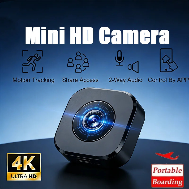 Xavfsizlik kamerasi 4K Mini toʻliq rangli tungi koʻrish monitori HD Wi-Fi suv oʻtkazmaydigan harakatni aniqlash qoʻriqchisi Smart