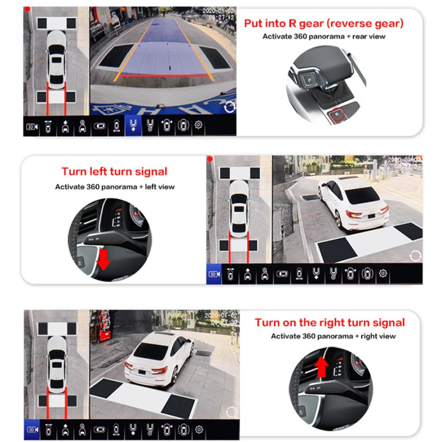 Smartour 2024 Новый AHD 1080P 3D 360 градусов HD камера системы наблюдения за птицей автомобильный парковочный объемный вид 4CH видеорегистратор DVR монитор