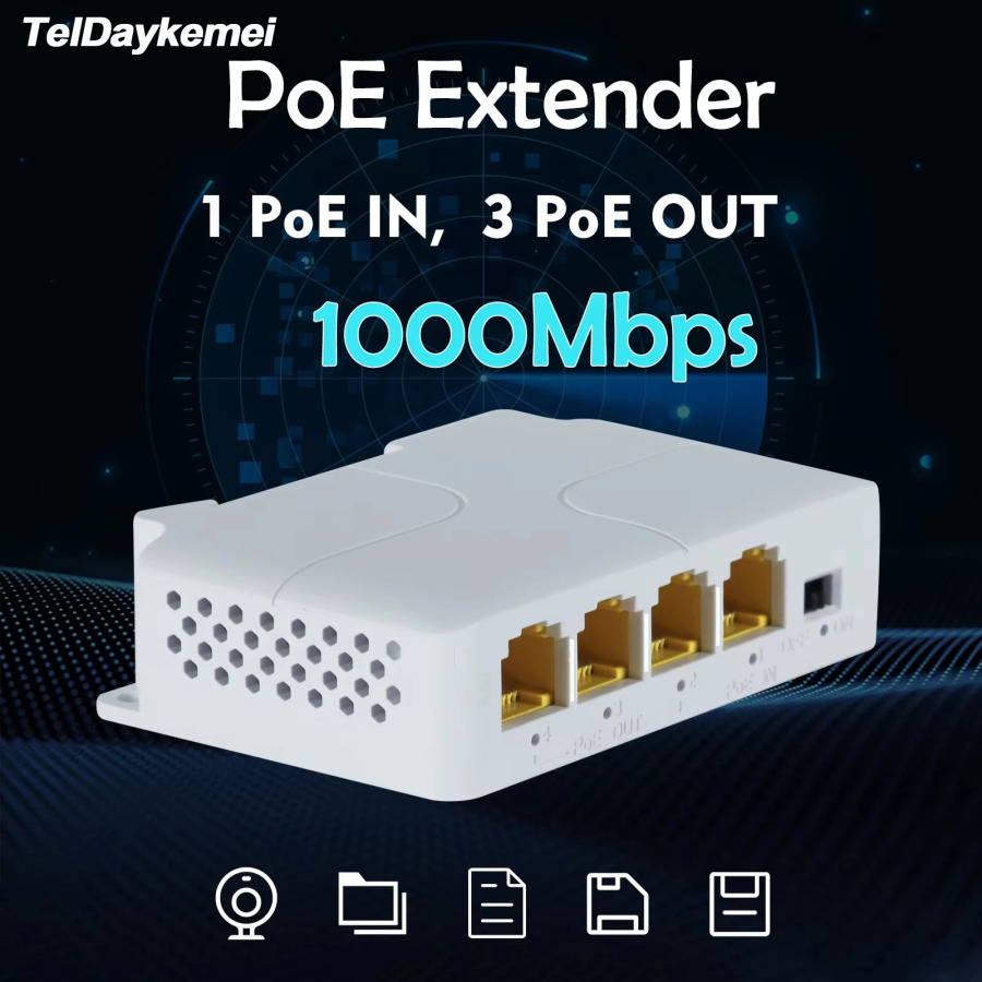 4-портовый 1000M удлинитель POE, гигабитный сетевой коммутатор, повторитель IEEE802.3af/at Plug&Play для коммутатора PoE NVR, IP-камера AP