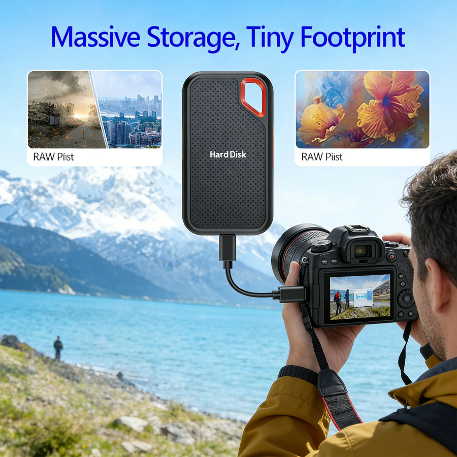 Noutbuk/kompyuter/telefon/Mac uchun yuqori sifatli 2TB/4TB tashqi qattiq disk amaliy USB3.1 portativ SSD original xotira qurilmasi