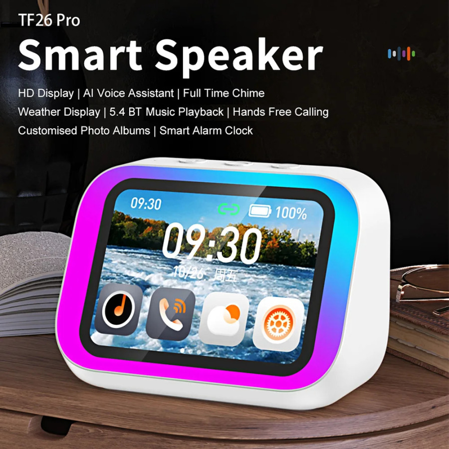 Умный голосовой помощник, портативная колонка с Bluetooth, будильник, функция громкой связи, воспроизведение музыки, прогноз погоды для дома