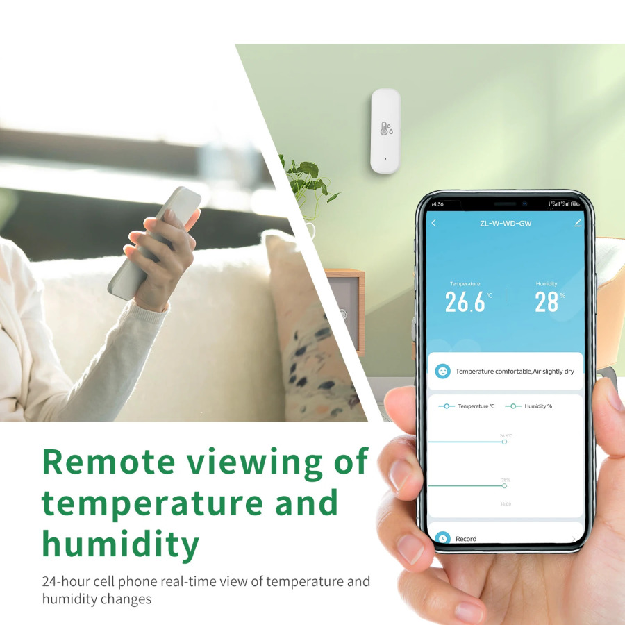 Датчик Температуры И Влажности Для Умного Дома С Wi-Fi 2.4G, Управление Через Приложение Tuya
