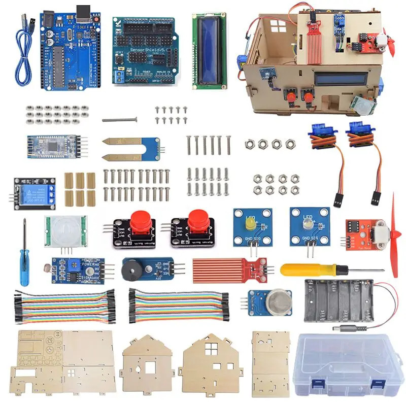 Комплект IOT для умного дома с платой PLUS для Arduino STEAM House Kit DIY Электронный комплект CE-совместимый