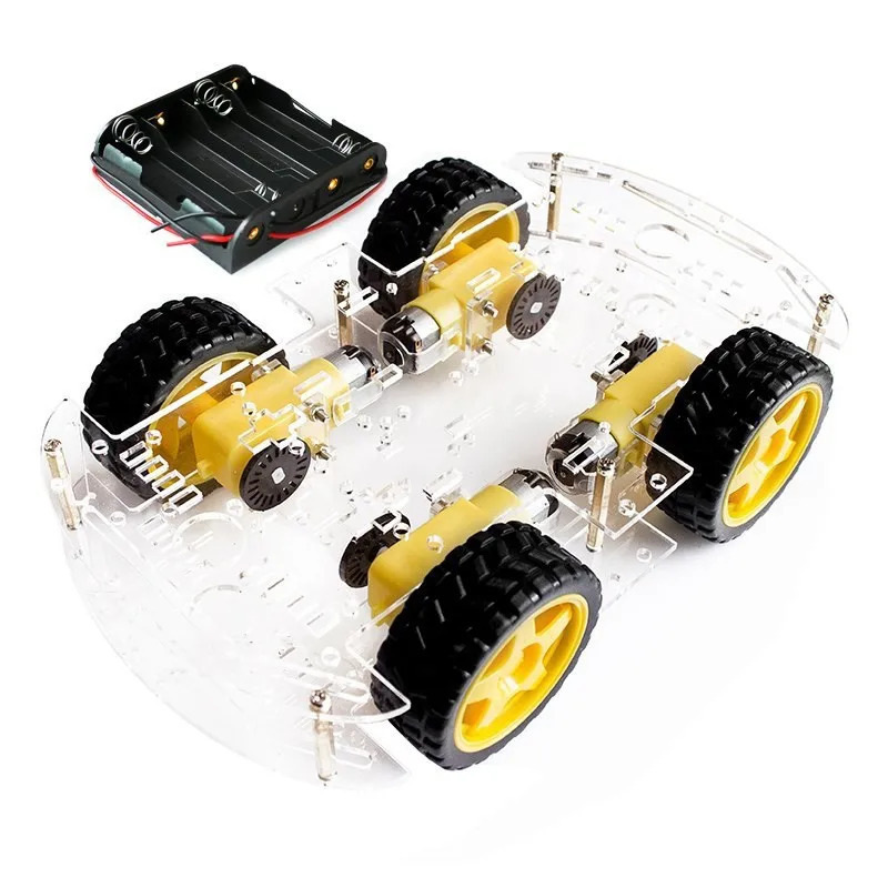 Aqlli avtomobil toʻplami 4WD aqlli robotli avtomobil shassi toʻplami, tezlik sensori va batareya qutisi bilan Arduino uchun DIY elektron toʻplami