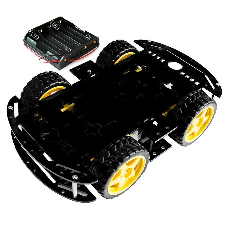 Aqlli avtomobil toʻplami 4WD aqlli robotli avtomobil shassi toʻplami, tezlik sensori va batareya qutisi bilan Arduino uchun DIY elektron toʻplami
