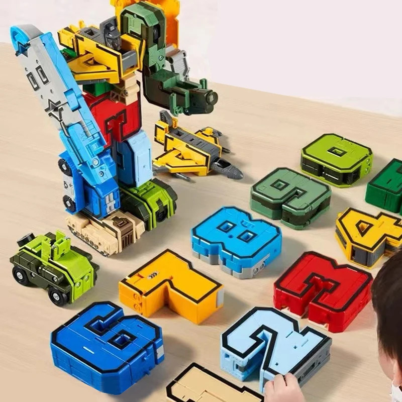 Assambleyani oʻzgartiruvchi robotlar harakat figurasi Avtomobil modeli Deformatsiya raqamlari harflar alifbosi matematika taʻlimiy bolalar oʻyinchoqlari